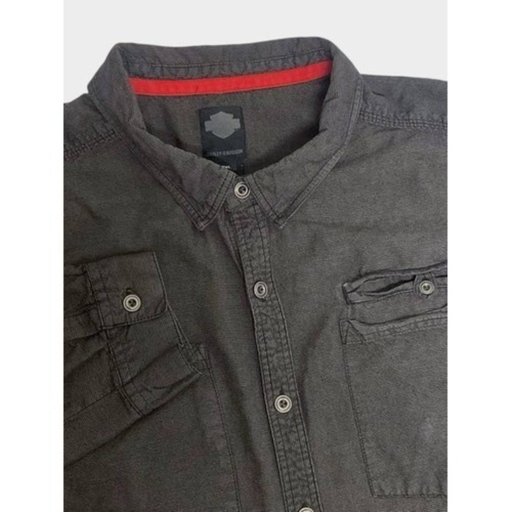 Harley-Davidson Gray/Black Embroidered Long Sleeve Button Up Shirt Men 2XL India